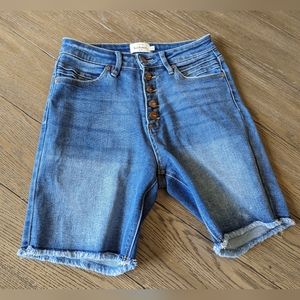 🔥Bohme Bermuda Shorts with Raw Hem and Button Front